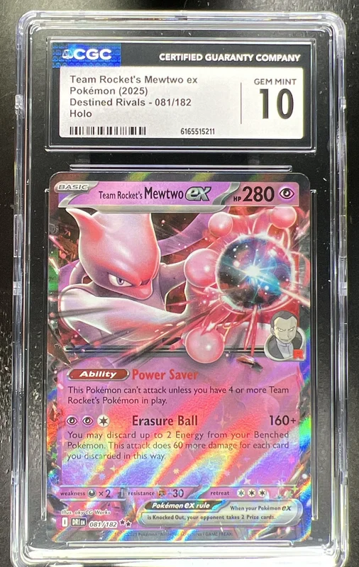 Mewtwo Destend Rivals 2025 Pokemon Destined Rivals #081/182 TEAM ROCKET'S MEWTWO EX CGC 10 ...